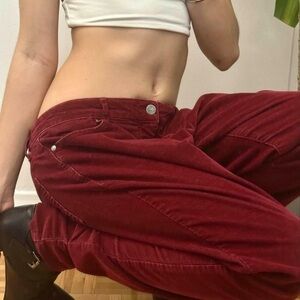 Vintage Denver Hayes Retro Burgundy Corduroy Mid Rise Slim Jeans, size 10